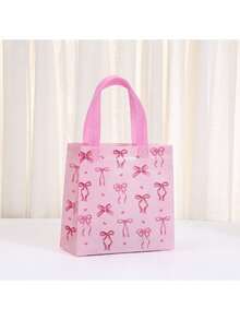 6/12/24件甜美蝴蝶结印花无纺布手提袋生日礼物包装袋创意小清新节日礼品袋 - 彩色 - 查看 5