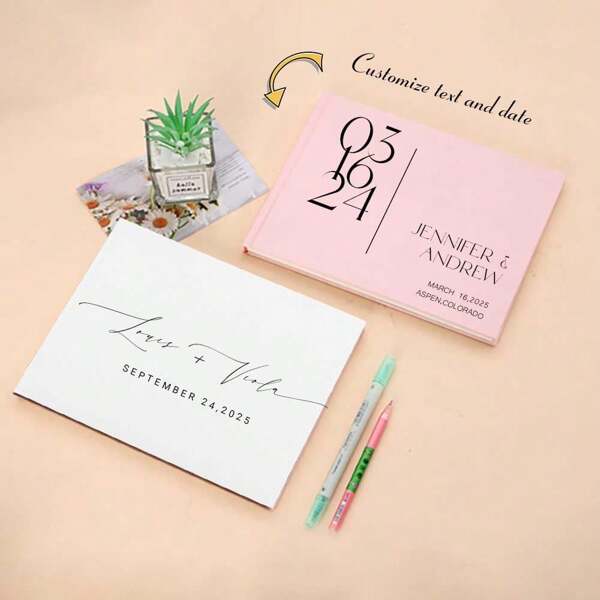 Personalized White Wedding Guest Book, Pink Wedding Guest Book, Sage Green Guest Book, Custom Guest Book, Engagement Reception Guest Book, Wedding Anniversary Book, Bridal Shower Gift