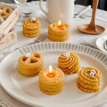 4 Pcs Cookie Soy Wax Candle Set | Coffee Milk Dessert Display | Handmade Cream Icing Decor | Cafe Ambiance Gift Box