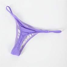 Women Bikini Thong Bottoms Summer Bikini Thongs Pants Low Waist Swimsuit Bottoms Mini Bathing Suit Beachwear Swimming Trunks - 紫色 - 查看 4