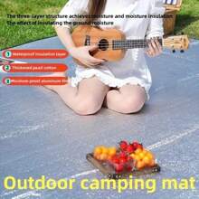 1 pièce Tapis de camping imperméable et isolant toutes saisons, plusieurs tailles disponibles - 198 cm Aluminium durable et tissu EPE, tapis portable et pliable étanche pour l'extérieur, facile à nettoyer pour le pique-nique, la tente, la plage, le parc