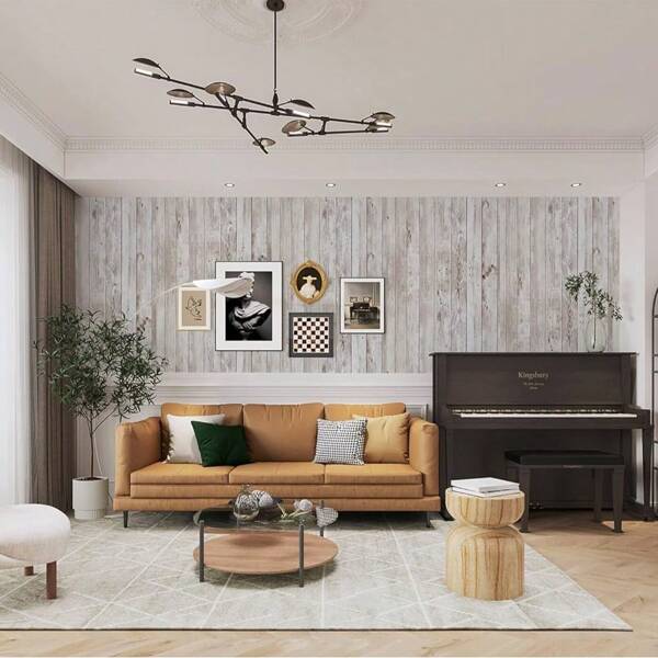 1 Roll Milky White Vintage Wood Grain Contact Paper, Self-Adhesive Removable PVC Wallpaper Suitable For Kitchen, Bedroom, Living Room, Countertops, Furniture Decoration And Renovation