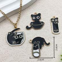 10pcs Zinc Alloy Black Cat Pendant DIY Necklace Earrings Bracelets Accessories Pet Keychain Pendant Charm Jewelry