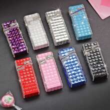 1 pezzo Custodia per sigarette con strass, capacità di 20 sigarette, apertura automatica, scatola sottile per sigarette lunghe, custodia per sigarette con decorazioni in strass creativa per donne, accessori per fumatori, accessori per fumatori femminili, porta sigarette, custodia portasigarette