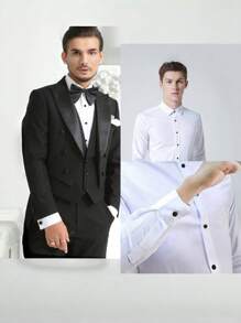 Set de 2/6/8 piezas de gemelos y botones de camisa para hombres, juego de gemelos y botones de camisa de esmoquin para hombres, gemelos y botones de camisa de latón para boda/banquete/ceremonia/negocios, el mejor regalo para padres/amigos/amantes
