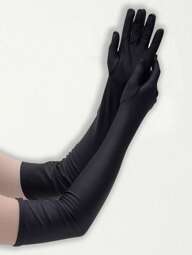 1 par de guantes largos de satén de 21" para mujeres, guantes de ópera elegantes de longitud hasta el codo, accesorios de disfraz de Halloween, guantes de invierno para bodas