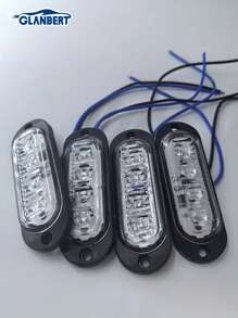 GLANBERT 4 piezas Barra de luces LED de 4 LEDs para camiones y coches, barra de luces LED delanteras y traseras para remolques, iluminación para barcos, luces exteriores para coches, luces intermitentes, luces de advertencia