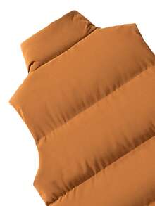Men's Solid Color Minimalist Fashion Vest, Stand Collar Sleeveless Jacket, Autumn/Winter - Khaki - View 8