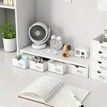 4 抽屉桌面收纳盒：轻质，塑料材质，适合办公桌收纳