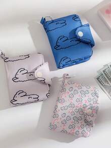 Versatile Minimalist Ditsy Floral Canvas Coin Purse ID Card Holder Earbud Pouch Lipstick Pouch,Keychain Wallet - Multicolor - View 8