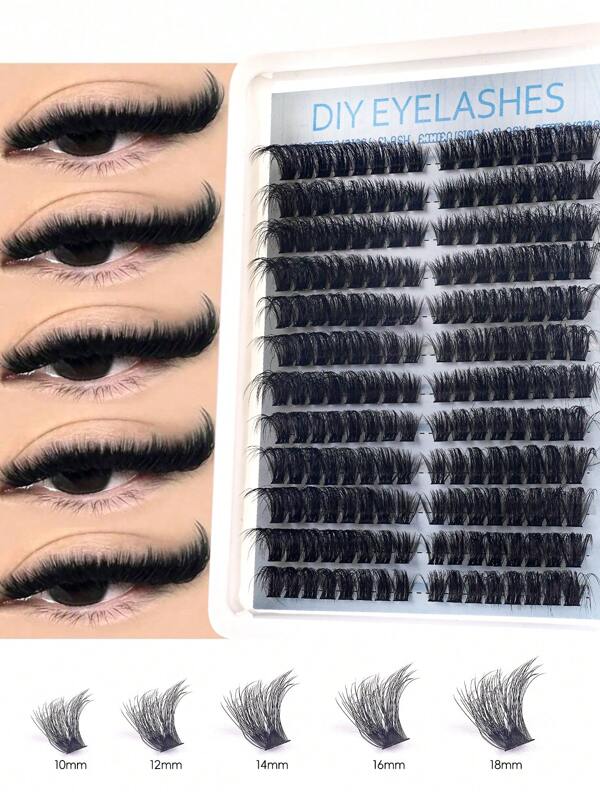 Ciuffetti di ciglie naturali individuali 432/216 pezzi, ciglie a ciuffetto effetto soffice, estensioni di ciglie a volume con arricciatura D, (30D 40D 50D 60D 80D 100D misto, 10-16MM), estensioni di ciglie drammatiche. Accessori per il trucco da sposa.