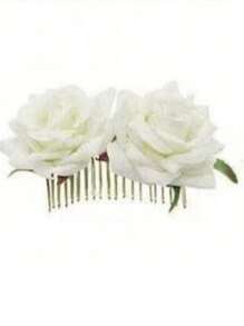 Pettine per capelli da sposa con rose di stoffa vellutata, accessorio per capelli con doppia rosa, per pettinatura raccolta, adatto per San Valentino, pettini per capelli laterali