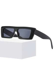 1pc Classic Men Black Square Frame Fashion Glasses For Cool Outdoor Casual Travel Daily Party Accessories - 黑色 - 查看 4