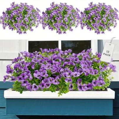 1/3/6 Bundles UV-Resistant Artificial Pansy Flowers Outdoor/Indoor, For Garden, Window Box, Patio Enhancement, Balcony Home Decoration, Artificial Flowers For Outdoors