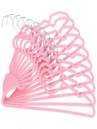 10/20pcs Qunclay 50 Pieces Cute Heart Hangers With 360 Degree Swivel Hook Heavy Duty Clothes Coat Hanger For Adult Jackets, Pants, Shirts, Suit, Dress Room Closet Space Saving(Pink,Velvet)