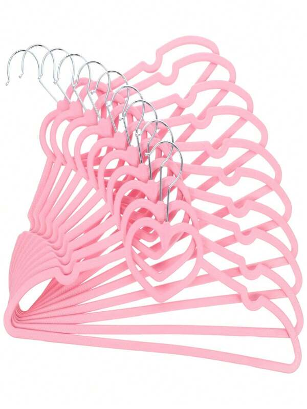 10/20 pezzi Qunclay, set da 50 appendiabiti a forma di cuore con gancio girevole a 360 gradi, appendiabiti robusti per giacche da adulto, pantaloni, camicie, vestiti, risparmio di spazio per armadio (rosa, velluto)