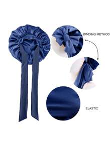 Chapeau rond à large bord pour dame avec nœud papillon en ruban simulé en soie, élastique. Bonnet de sommeil/attache-cheveux respirant et lisse antidérapant, convenant pour la vie quotidienne familiale, la beauté et la coiffure