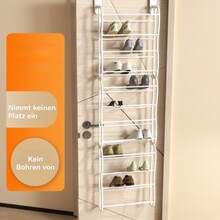 Schuhregal, Schuhregale, 12 Ebenen Schuhständer, für bis zu 36 Paar Schuhe, Tür-Schuhregal, 50x18x183cm, Schuhablage, Weiß, Hängendes, für Türmontage
