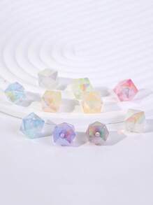10 pièces Perles à trou droit en forme de rhomboïde géométriques de style aléatoire avec saupoudrage doré. Accessoires de décoration pour la fabrication de bijoux, bracelets, chaînes de téléphone portable, porte-clés