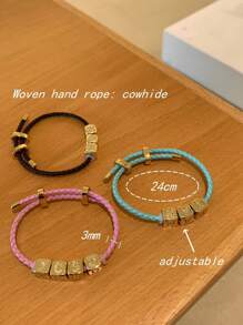 Pulseira de dados com letras do alfabeto personalizável, 1 peça, nome personalizado retrô, pulseira inicial de aço inoxidável MAMA, presente ideal para namorada, mãe, família, amiga, filha, aniversário, dia dos namorados, dia das mães, aniversário, formatura, uso diário, casamento, festa