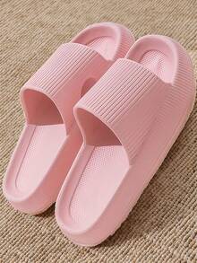 New Summer Fashion Versatile Black Vertical Stripe Single Strap Flip Flops For Men, Thick Soft Comfortable Non-Slip Odor-Resistant EVA Indoor/Outdoor Slippers, Shower Shoes - Black - View 3