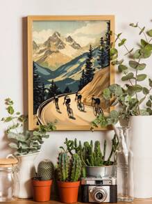 1pc Vintage Cycling Prints Set Of Prints Art Poster, Art Print Decoration Poster, Living Room Wall Decoration, Pop CanvasArt Wall , Retro Canvas, Living Room Bedroom Office Home Decoration, Print Set, Frameless