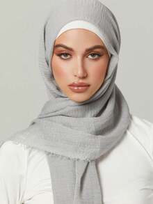 1 Box Women's Solid Color Chiffon Modal Hijab Headscarf, Casual Scarf, Viscose Headscarf, Hijab Accessories, Scarves For Women, Jersey Hijab Ribbons Decor, Multi-Colors Available, Versatile Head Wrap & Long Scarf, Can Be Used As Gifts (5 Hijabs + 2 Silk Scarf Clips) For Dress