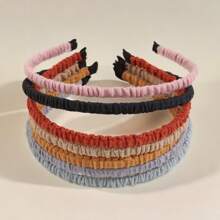 7pcs. Korean-Style Fashionable Hair Band, Bright Color Series, Artistic Pleated Hair Band, Wear When Going Out To Wash Face, Highly Attractive Level Hair Clip, Geometric Pattern, Casual Casual Polyester Fiber (Polyester) Hair Accessory, Four Seasons