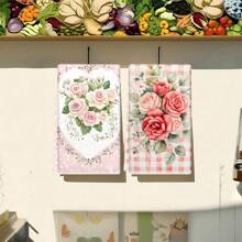 1set/2pcs/4pcs Elegant And Beautiful Rose Patterns Dish Towel, Scouring Pad, Suitable For Restaurant, Kitchen, Bathroom, Daily Decoration, Family Party Decoration, Home Decoration, Household Items, As Gifts
