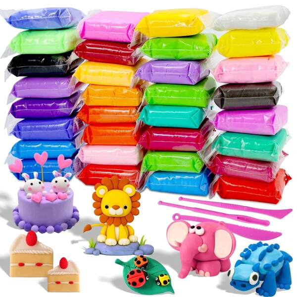 Magic Air-Dry Clay Kit | 12/24/36-Piece Modeling Clay Set With Sculpting Tools | Vibrant Random Colors, Safe For Kids, DIY Crafts & Educational Play | Ideal Gift For Artists & Children
