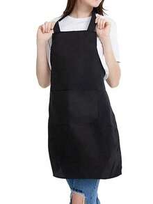 1/3/5pcs Women Polyester Aprons, Bib Style Aprons, Simple Black Aprons With Pockets, Thickened Waist Aprons With 2 Pockets, Fashionable Housework Aprons, Cooking Kitchen Aprons, Barbecue & Painting Aprons - Multicolor - View 7