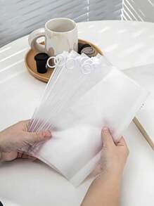 5 piezas/10 piezas Bolsas transparentes y con textura mate con cierre de cremallera para lencería, cosméticos, artículos de papelería y almacenamiento de artículos de viaje