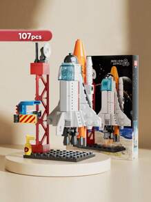 3D Puzzle Toy, Aerospace Shuttle Rocket Spacecraft Assemble DIY Puzzle Model, Miniature City Street Scene, Children Small Particle Building Blocks Toy