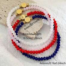 1pc Cut Surface Bead Cross Bracelet Stretch Jewelry Beaded Crystal Bracelets For Women Gift