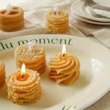 4 Pcs Cookie Soy Wax Candle Set | Coffee Milk Dessert Display | Handmade Cream Icing Decor | Cafe Ambiance Gift Box