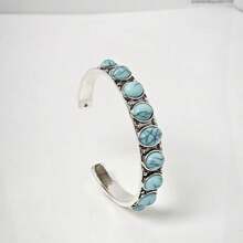 1 Pieza Brazalete de Estilo Occidental con Turquesa Antiguo, Brazalete Elegante Retro de Boca Abierta, Brazalete con un Sentido Único de Forma, Brazalete Azul Cielo de Alta Gama para el Verano, el Mejor Regalo de Vacaciones para Mamá y Novia