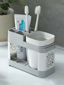 1pc Tooth Brush Holder Toothbrush Cup Holder With Drainage & Storage Function For Toothpaste, Electric Toothbrush, Rinse Cup, Perfect For Students Home Bathroom Decor Summer Bathroom Decor Home Decor Bathroom Accessories