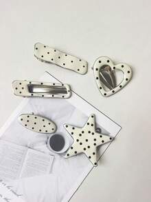 2个装女士时尚可爱波点不对称几何发夹，适合日常使用，爪夹发卡，发饰