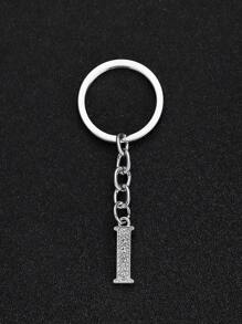 1 pieza Llavero elegante y de moda con la forma de la letra del alfabeto inglés en miniatura, incrustado con cristales de rhinestones transparentes, adecuado para hombres y mujeres, llaves de carro, decoración de bolsos y regalo