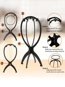 1pc/2pcs Wig Stand Wig Display Wig Daily Placement Wig Tools Accessories Wig Care Dedicated Wig Holder Mannequin Head Wig Support Stand - Black - View 2
