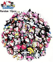 Sanrio Sanrio Hello Kitty Classic Plastic Shoe Charms Set, DIY Shoe Pendant, Fashionable Cartoon Design, Decorative For Hair Accessory, Phone, Bag, Shoes, Backpack, Random 10/20/30/50/100pcs, Suitable For Shoes, Sandals, Bracelets, Wristbands, Party Gifts, Graduation Gifts, Birthday Gifts, Girls Will Love It!