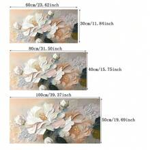 1 peça de pintura de parede em tela sem moldura, textura floral de peônia em branco e rosa, decoração de pôster de parede botânico, decoração de parede moderna sem moldura adequada para sala de estar, quarto, escritório, sala de jantar - decoração de parede elegante, arte de parede, mistura de cores ricas, detalhes intrincados de pétalas