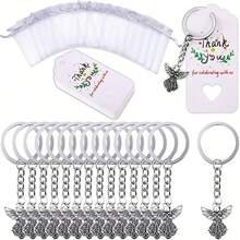 20pcs/Set, Guardian Angel Keychain Pendant, With Sandbag And Card, Suitable For Wedding Party, Birthday Party, Baptism, Communion, Thanksgiving Gifts And Keepsake Distribution