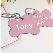 Personalized Engraved Pet ID Tag For Dog Cat Bone Shape Name Disc Double Sided