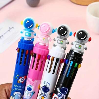 ​Cute Space Stationery Gift! 2-Pack 10-Color Astronaut Pens - Retractable Clicker, Fine 0.5mm Tip Smooth Writing | Perfect For School Homework, Journaling, Office Tasks | Gift For Space Lovers​