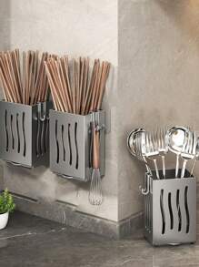 1pc Piece Kitchen Utensil Rack: Wall-Mounted Or Standing Tableware Storage Organizer - Removable Wall-Mounted And Vertical Design, Suitable For Home And Restaurant Use - Plastic Material,Kitchen Storage Rack, Home Storage Organization For Refrigerator