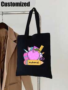 Customized Letters For Teacher'S Day Handbag,Printed Pattern Women'S Handbags, Reusable Shopping Bags, Foldable Large Capacity Casual Shopping Bags, Simple Bohemian Handbags, Suitable For Work, Travel, Shopping, Christmas Gifts For Women, Nurses, Teachers - Multicolor - View 15