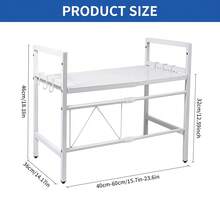 Piorlado Kitchen Storage Rack, Expandable 42-64cm Microwave Shelf Organizer, Moisture And Rust Proof Microwave Countertop Organizer,Kitchen Utensils Tableware Storage - White - View 8