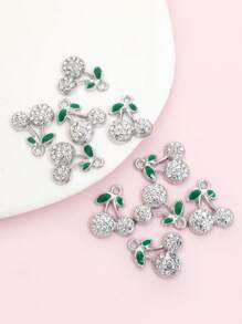 10 Stücke süße niedliche rote Kirsch Emaille Tropfenöl Anhänger mit glänzenden Strass-Einlagen, 6 Stile zierliche Fruchtform Zinklegierung Anhänger für DIY sommerliche, leuchtende Halskette, Armband, Ohrringe, Schlüsselanhänger, Handykette, Taschen Accessoire - Modeschmuck für Mädchen im Alltag, ideales Geschenk für Freunde