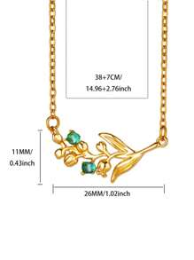 1PC Gold Birth Flower Necklace For Women 12 Month Birthstone Bouquet Pendant Floral Necklace, Daily Wear Jewelry For Valentine's Day Wedding Birthday Gift